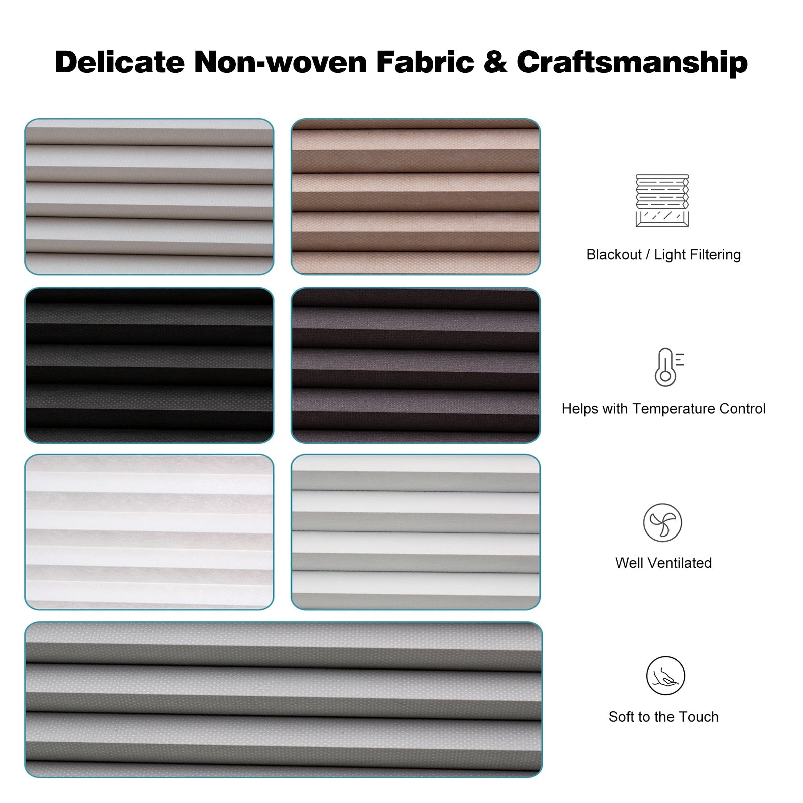 Custom No Drill 1 inch Blackout Cellular Shades Cordless