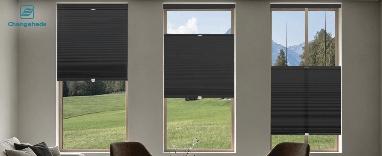Changshade No Drill Cellular Shades,Custom Size Top Down Bottom Up Cordless Blinds
