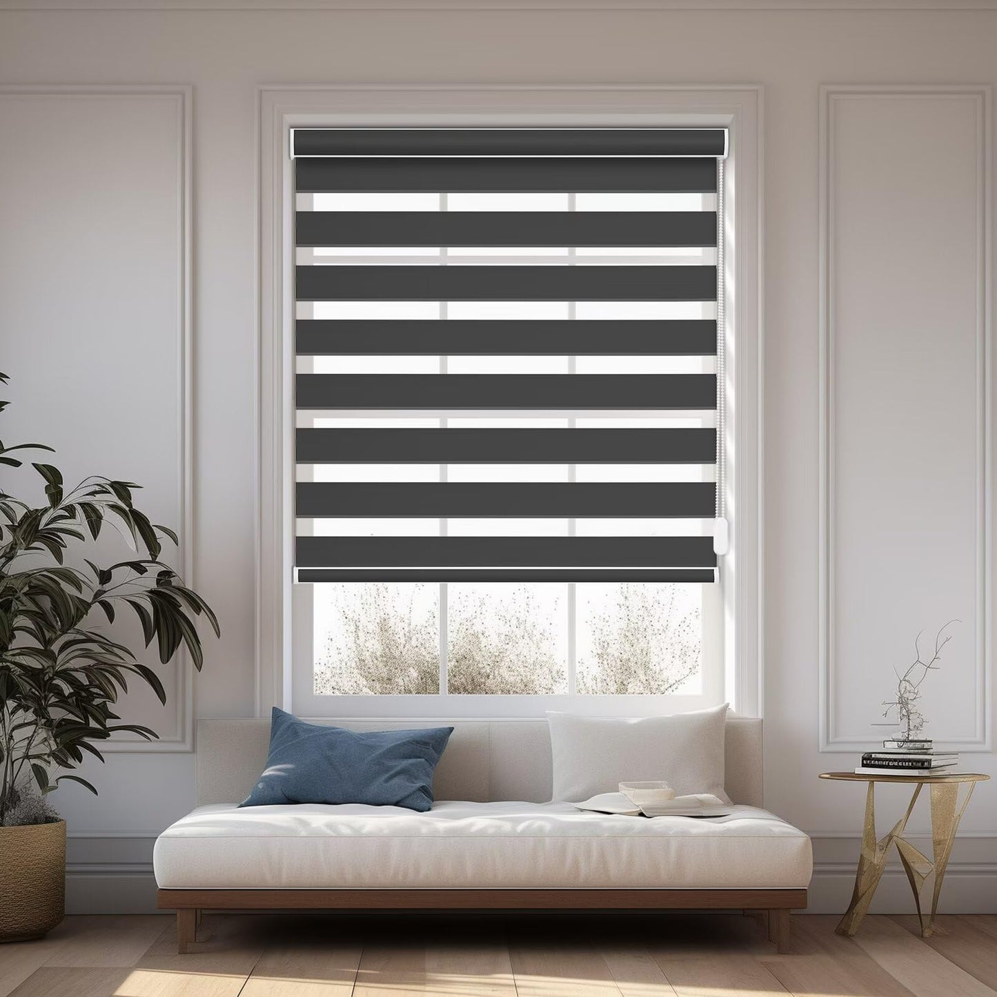 Custom Corded Blackout  Zebra Roller Shades