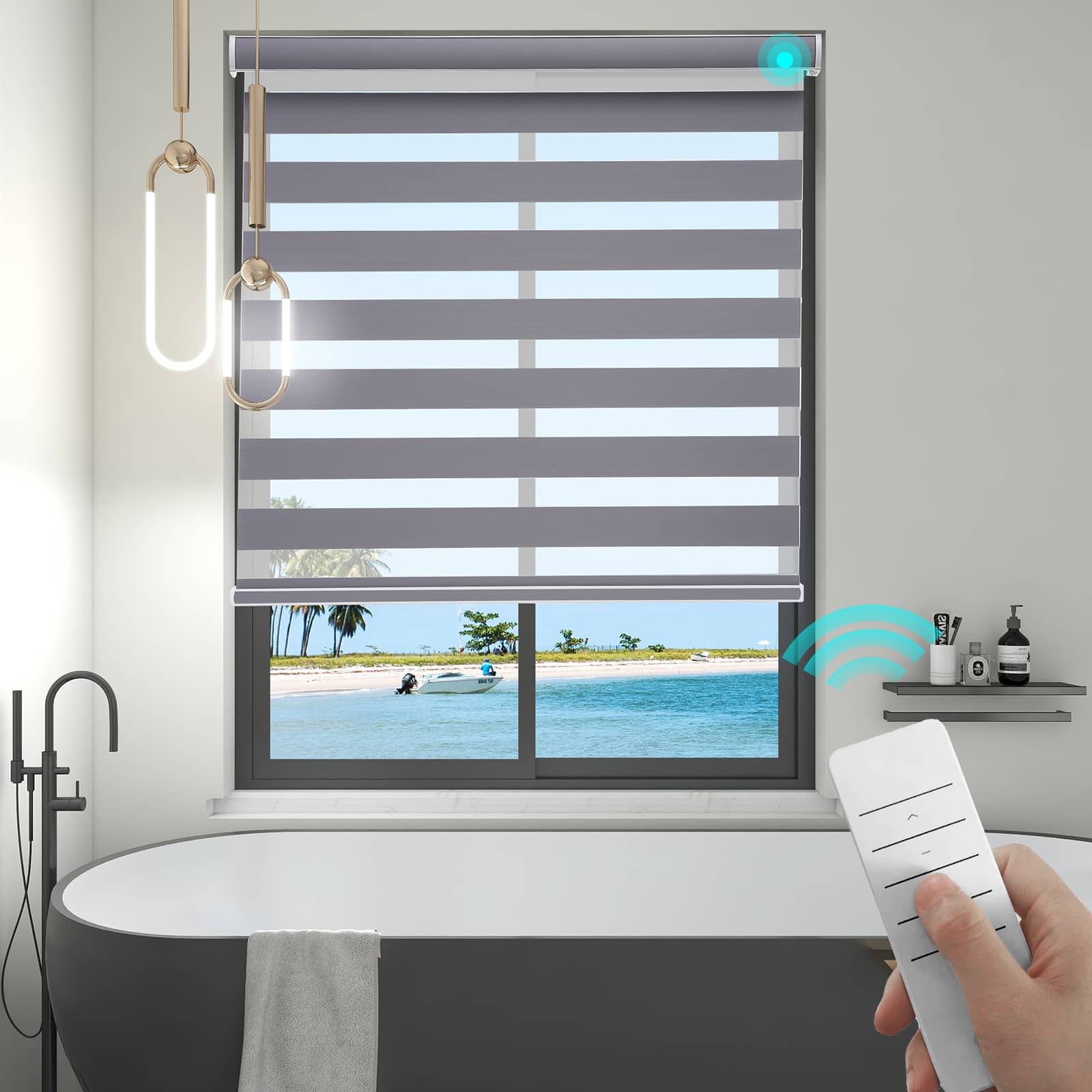 Motorized Blackout Zebra Roller Shades