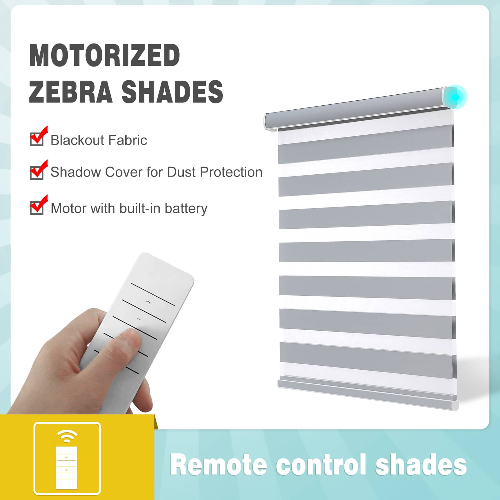 Motorized Blackout Zebra Roller Shades