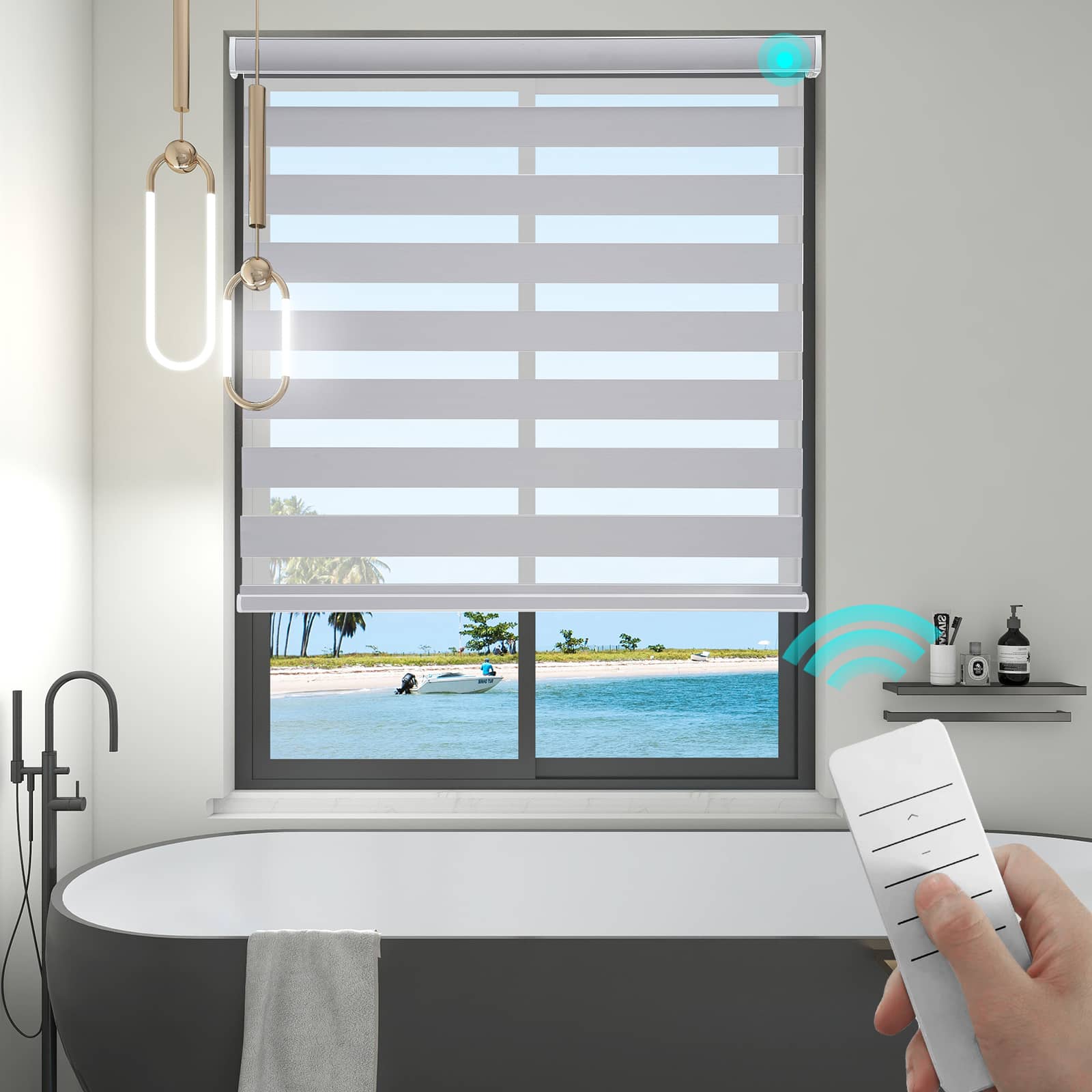 Motorized Blackout Zebra Roller Shades