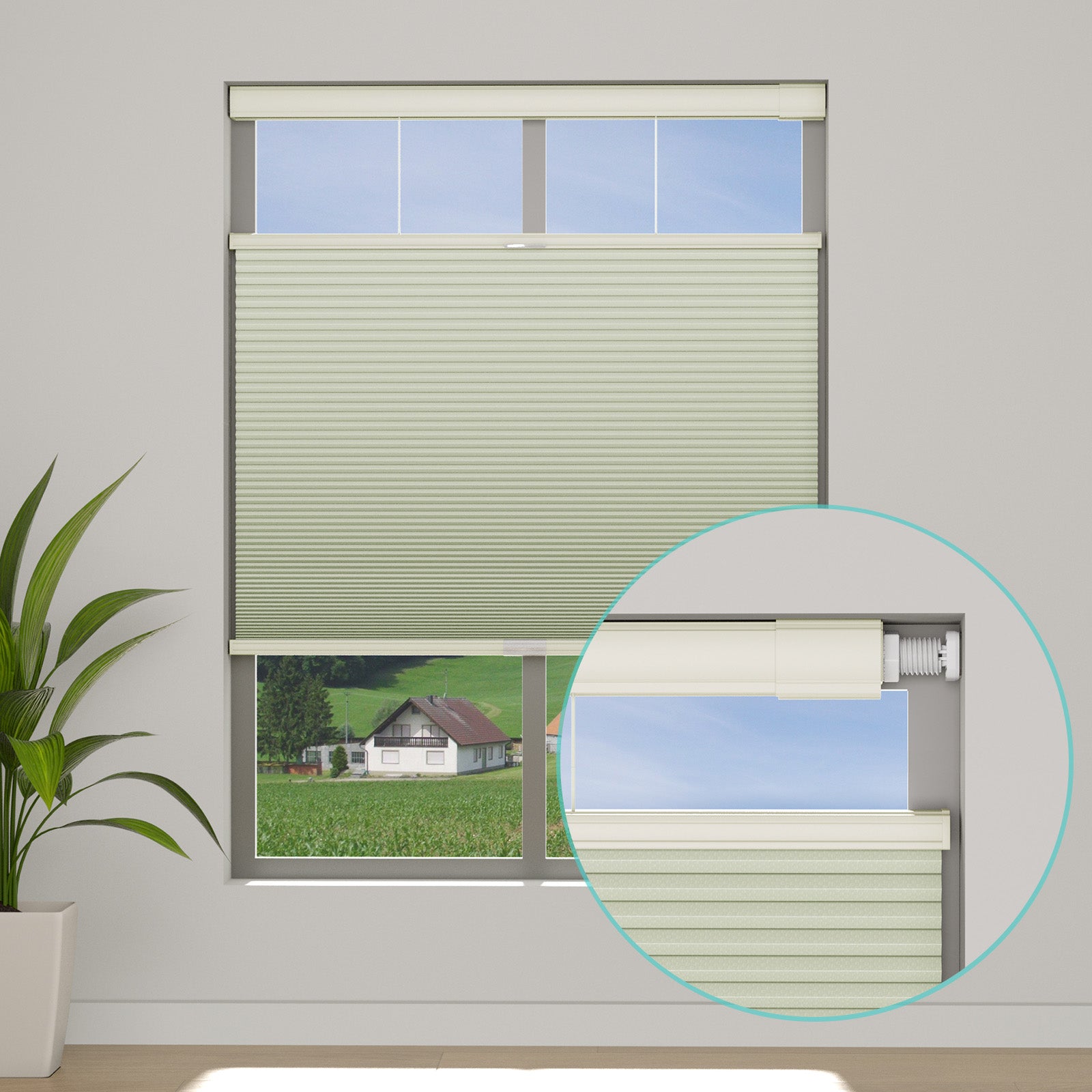 Changshade No Drill Custom Top Down Bottom Up Cellular Shades