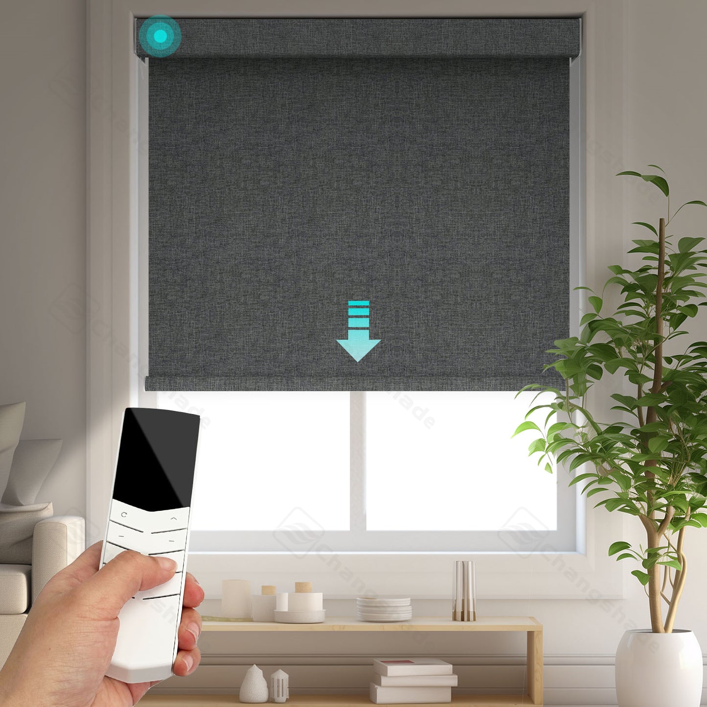 Changshade OMEGA1.0 Custom Smart Blinds with Manual Motorized Blinds with Remote Control, Automatic Window Blinds for Home