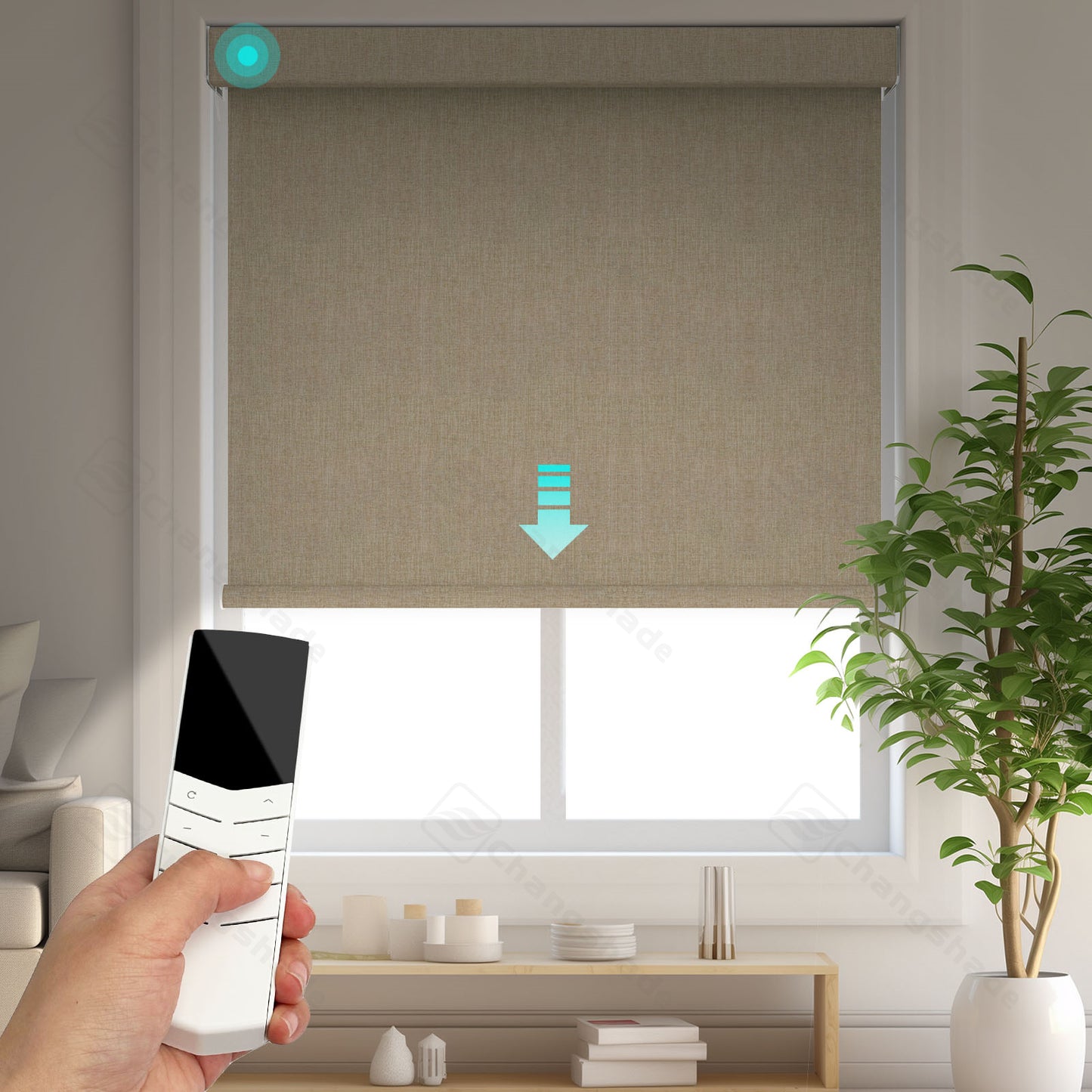 Changshade OMEGA1.0 Custom Smart Blinds with Manual Motorized Blinds with Remote Control, Automatic Window Blinds for Home