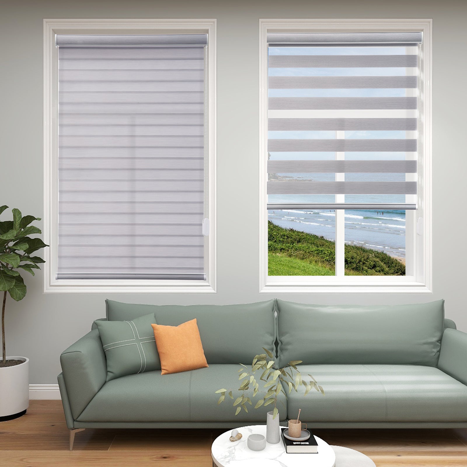 Custom Corded Light Filtering Zebra Roller Shades