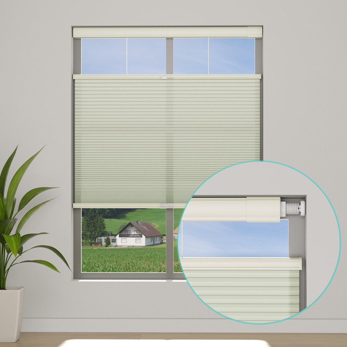 Custom Light Filtering No Drill Cellular Shades Top Down Bottom Up Cordless Blinds