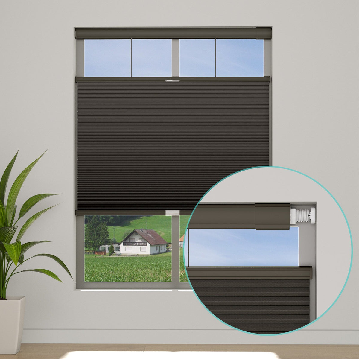 Custom Blackout No Drill Top Down Bottom Up Cellular Shades