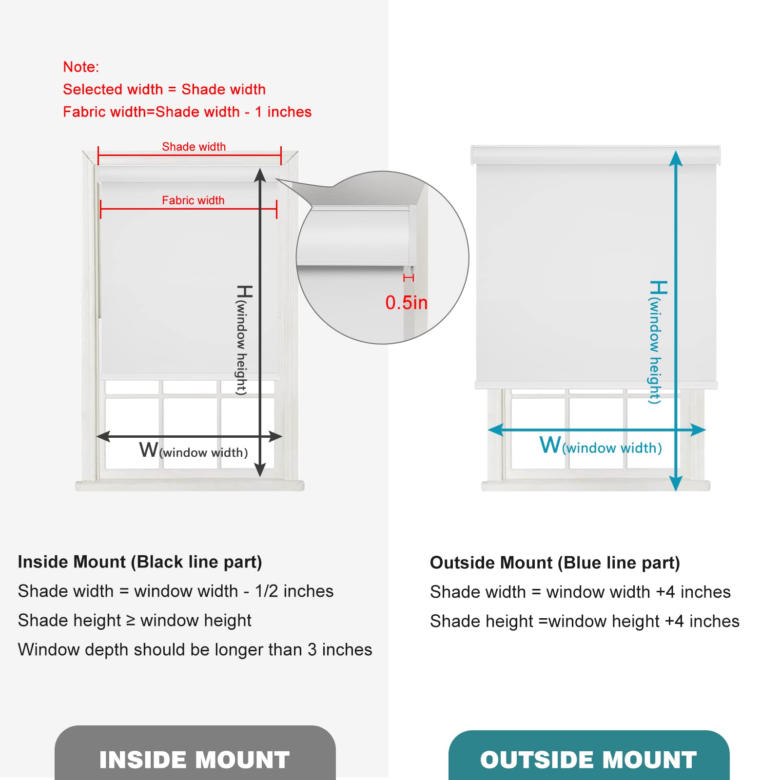 Changshade 100% Blackout Cordless Roller Shades
