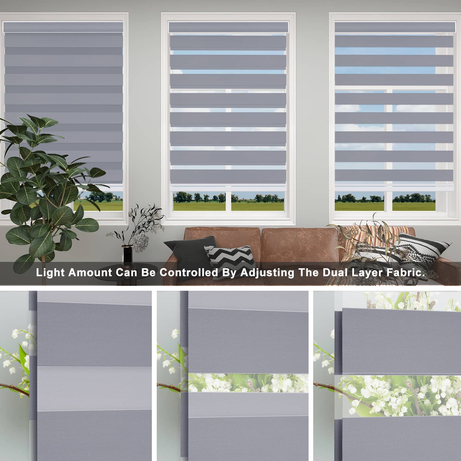 New 85% Blackout Cordless Zebra Roller shades