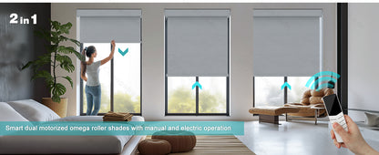 Changshade OMEGA1.0 Custom Smart Blinds with Manual Motorized Blinds with Remote Control, Automatic Window Blinds for Home