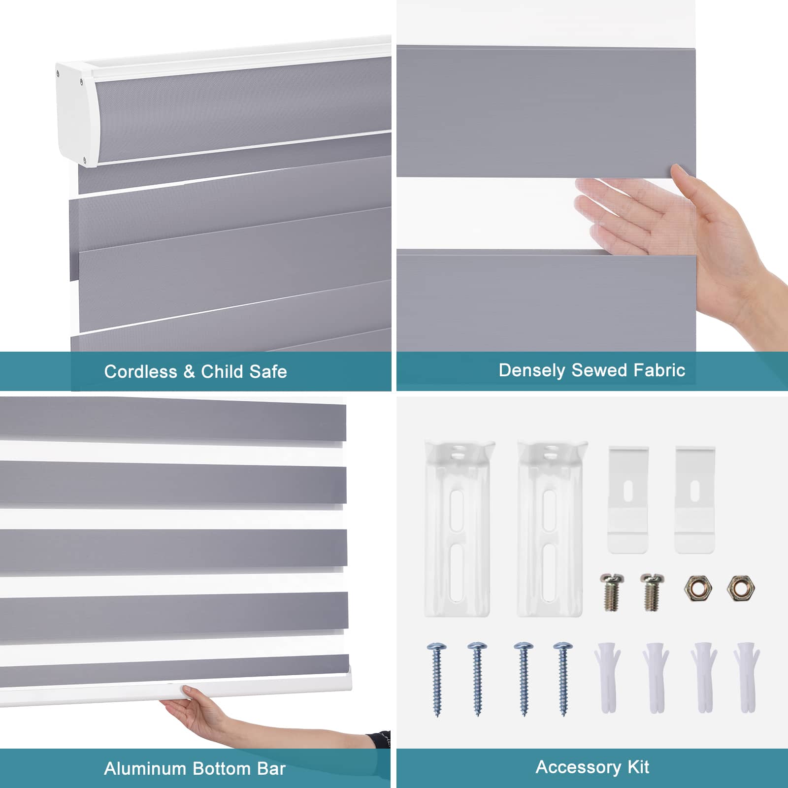 New 85% Blackout Cordless Zebra Roller shades