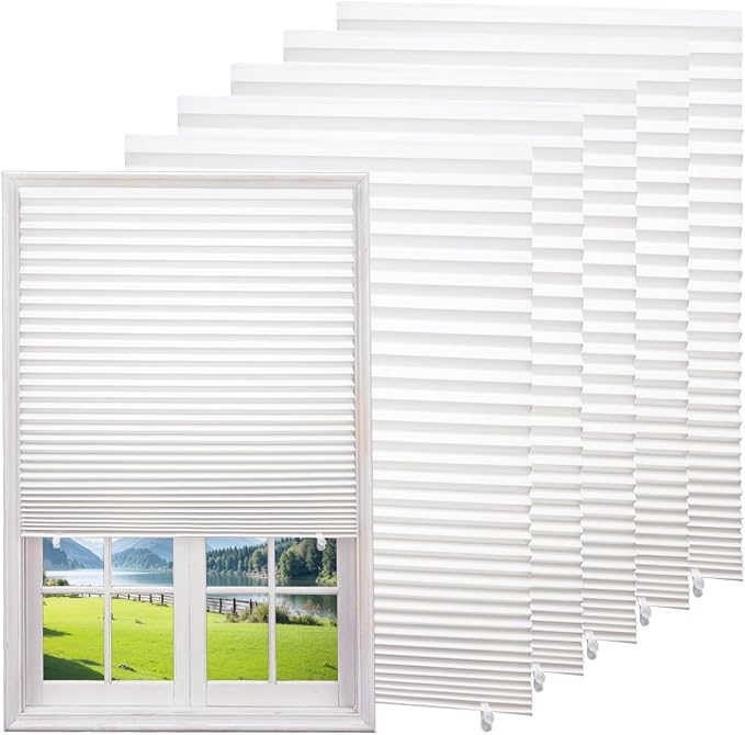 Changshade Temporary Light Filtering Paper Blinds,Cut to Size Adhesive Paper Shades, Stick on Pleated Blinds,No Drill Easy Install
