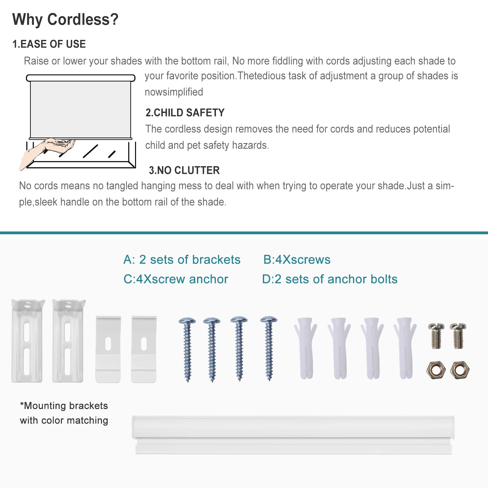 Changshade 100% Blackout Cordless Roller Shades