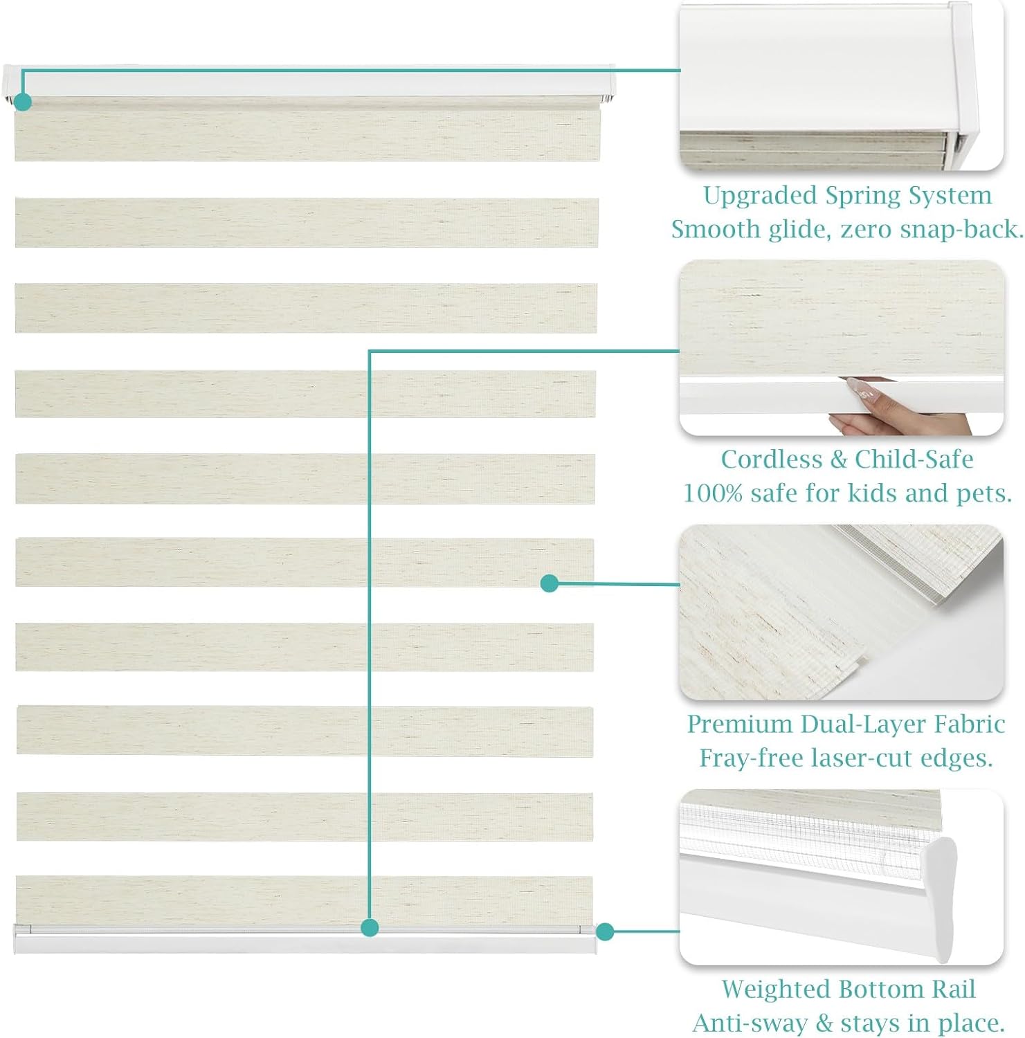 Changshade Cordless Zebra Blinds Light Filtering Dual Layer Zebra Shades