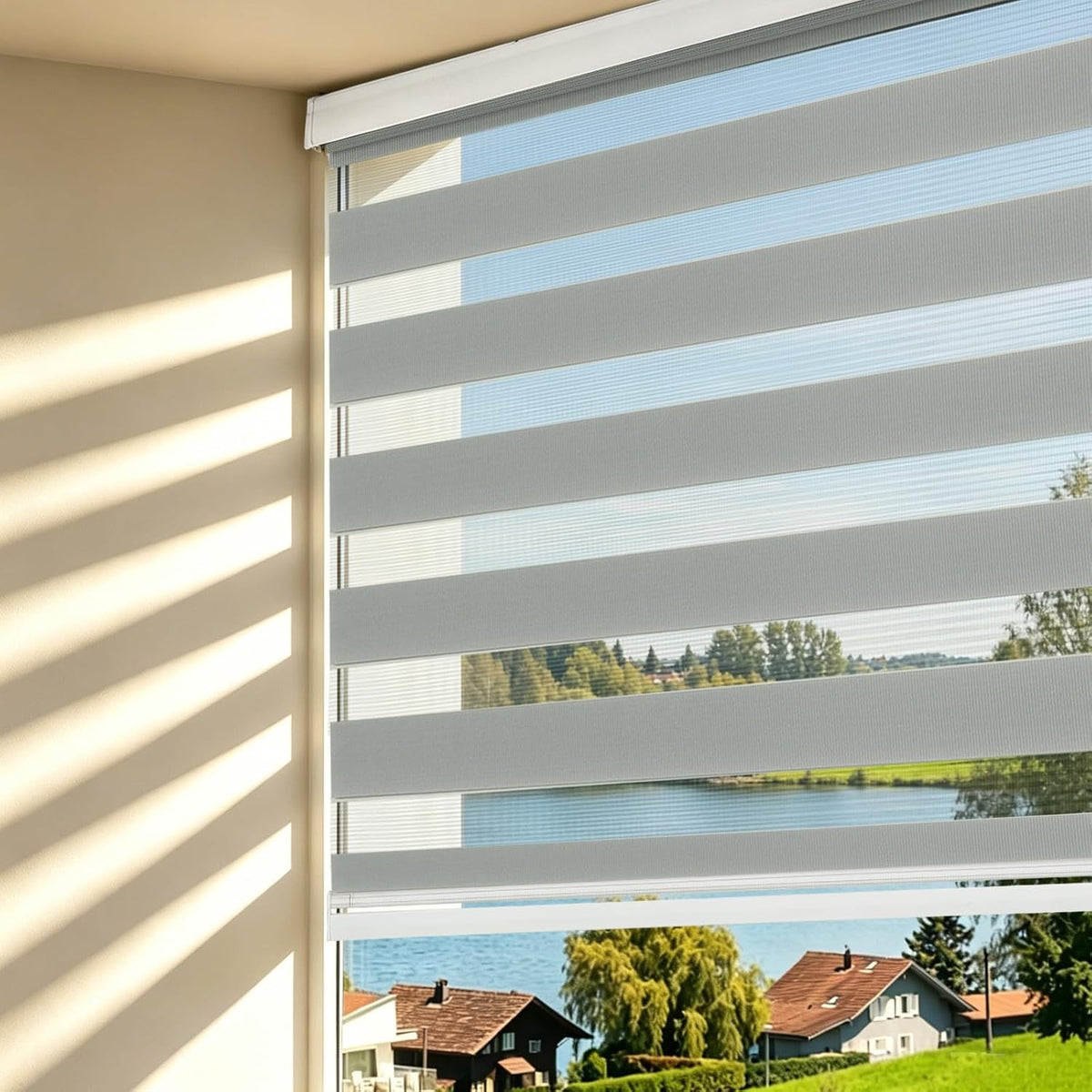 Changshade Cordless Zebra Blinds Light Filtering Dual Layer Zebra Shades