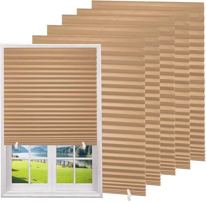 Changshade Temporary Light Filtering Paper Blinds,Cut to Size Adhesive Paper Shades, Stick on Pleated Blinds,No Drill Easy Install