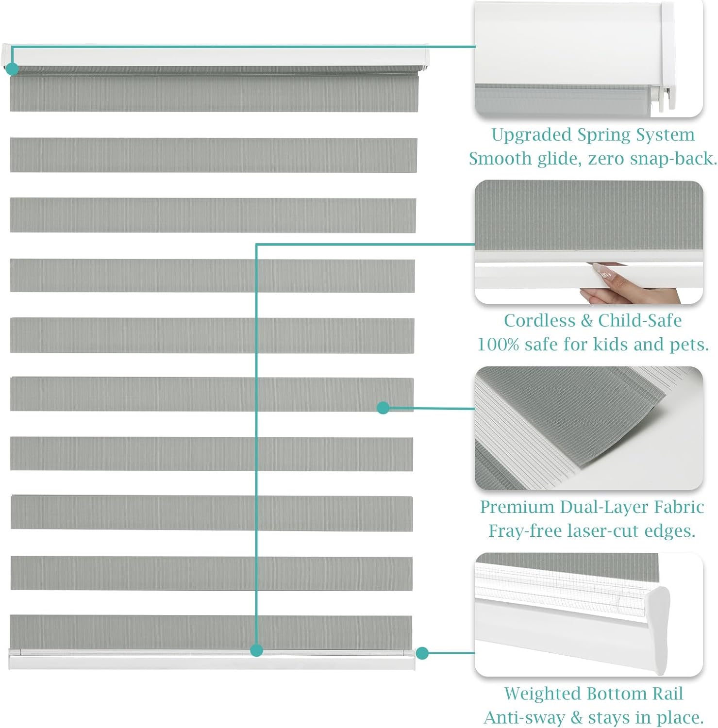 Changshade Cordless Zebra Blinds Light Filtering Dual Layer Zebra Shades