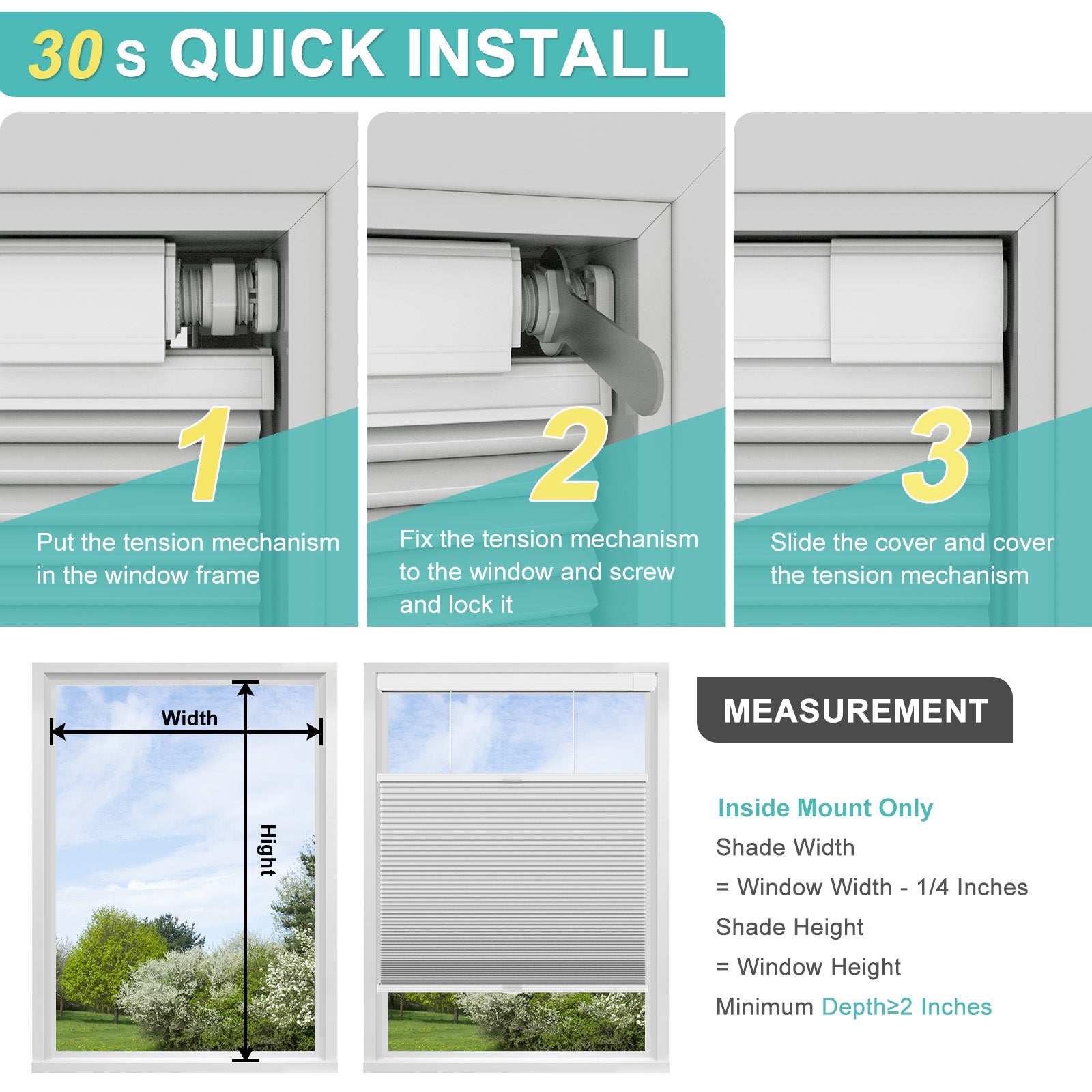 Changshade No Drill Custom Top Down Bottom Up Cellular Shades