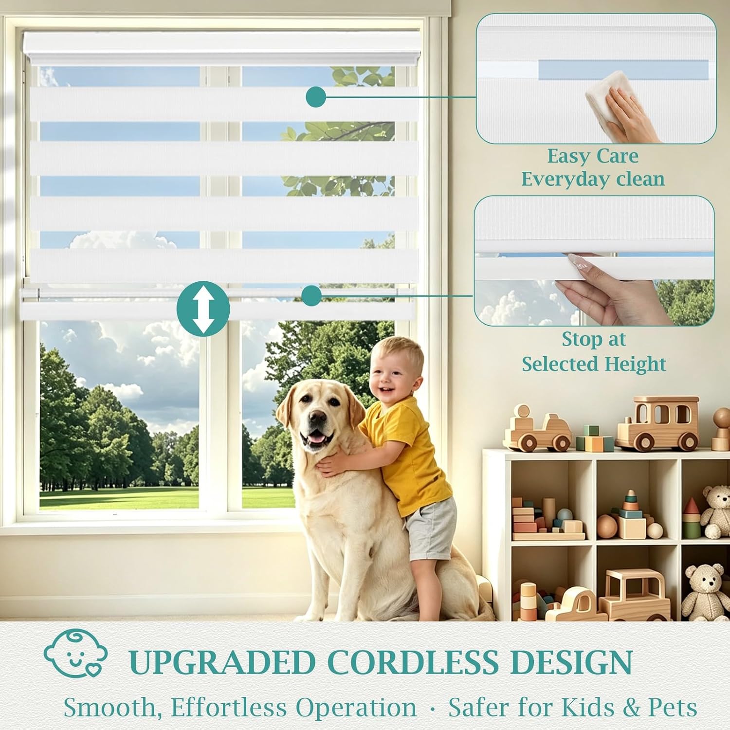 Changshade Cordless Zebra Blinds Light Filtering Dual Layer Zebra Shades