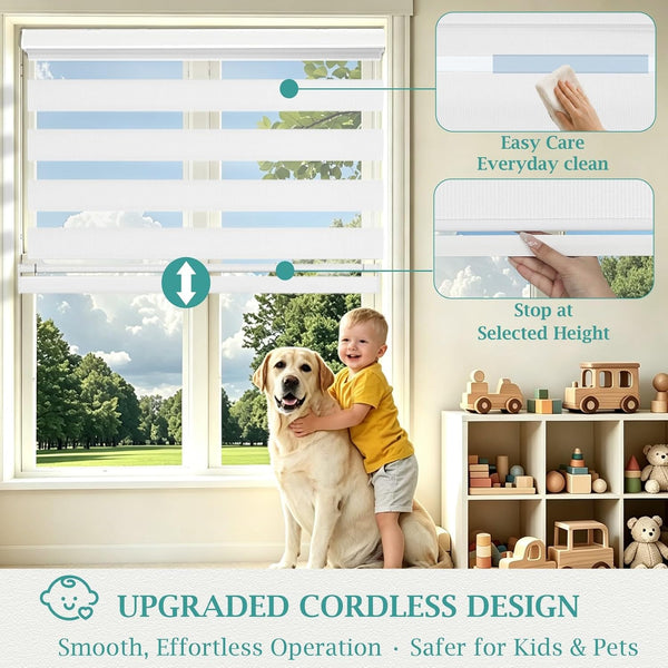 Changshade Cordless Zebra Blinds Light Filtering Dual Layer Zebra Shades