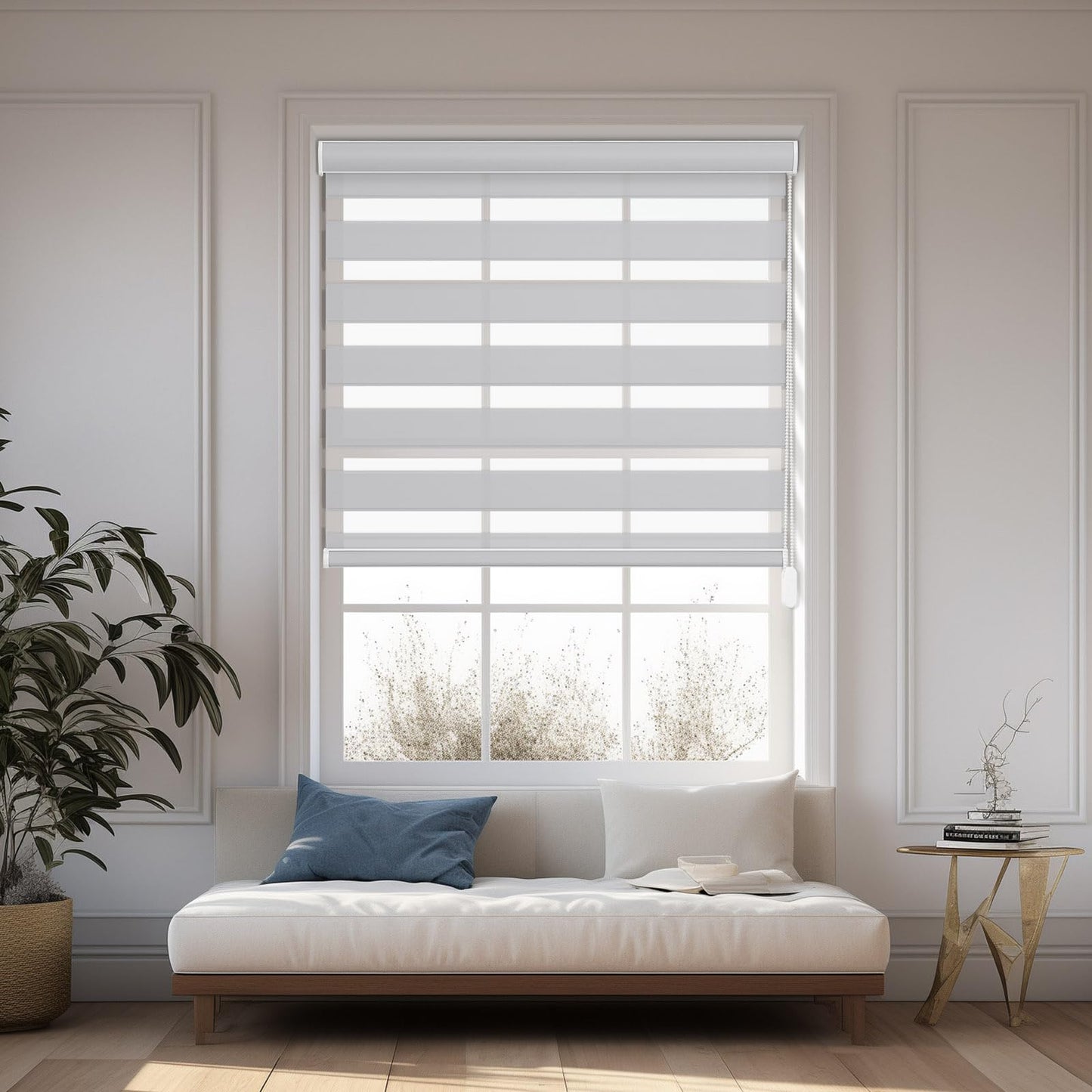 Custom Corded Light Filtering Zebra Roller Shades