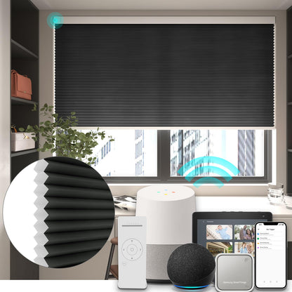 Changshade Smart 1.5 Inch Motorized Light Filtering Cellular blinds for Window