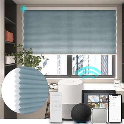 Changshade Smart 1.5 Inch Motorized Light Filtering Cellular blinds for Window