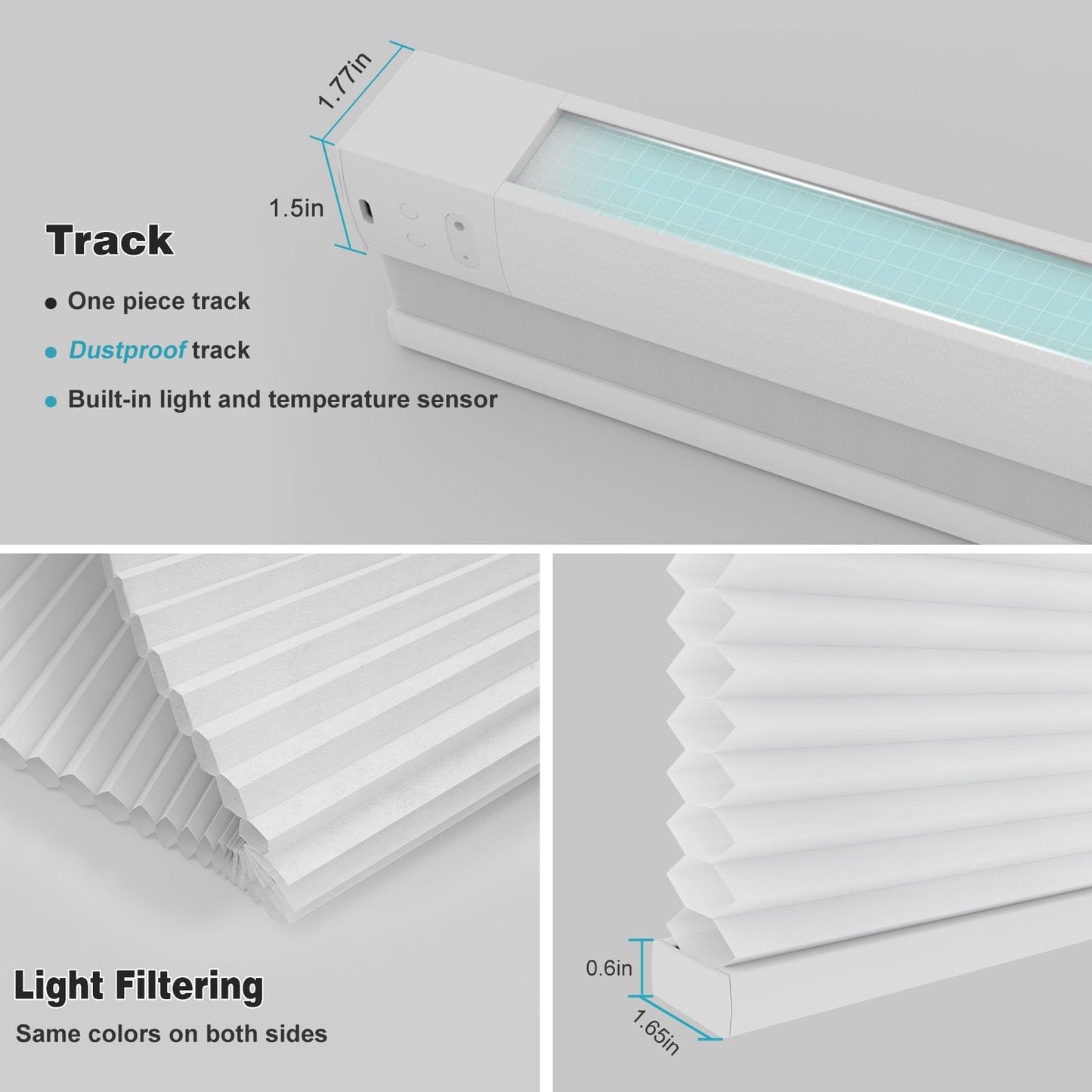 Changshade Smart 1.5 Inch Motorized Light Filtering Cellular blinds for Window