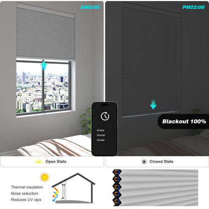 Changshade Smart 1.5 Inch Motorized Blackout Cellular blinds for Window