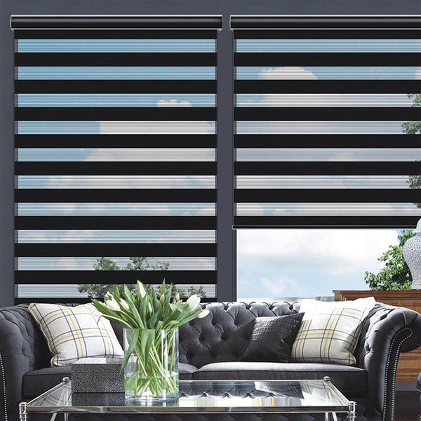 Custom Cordless Blackout Zebra Roller shades