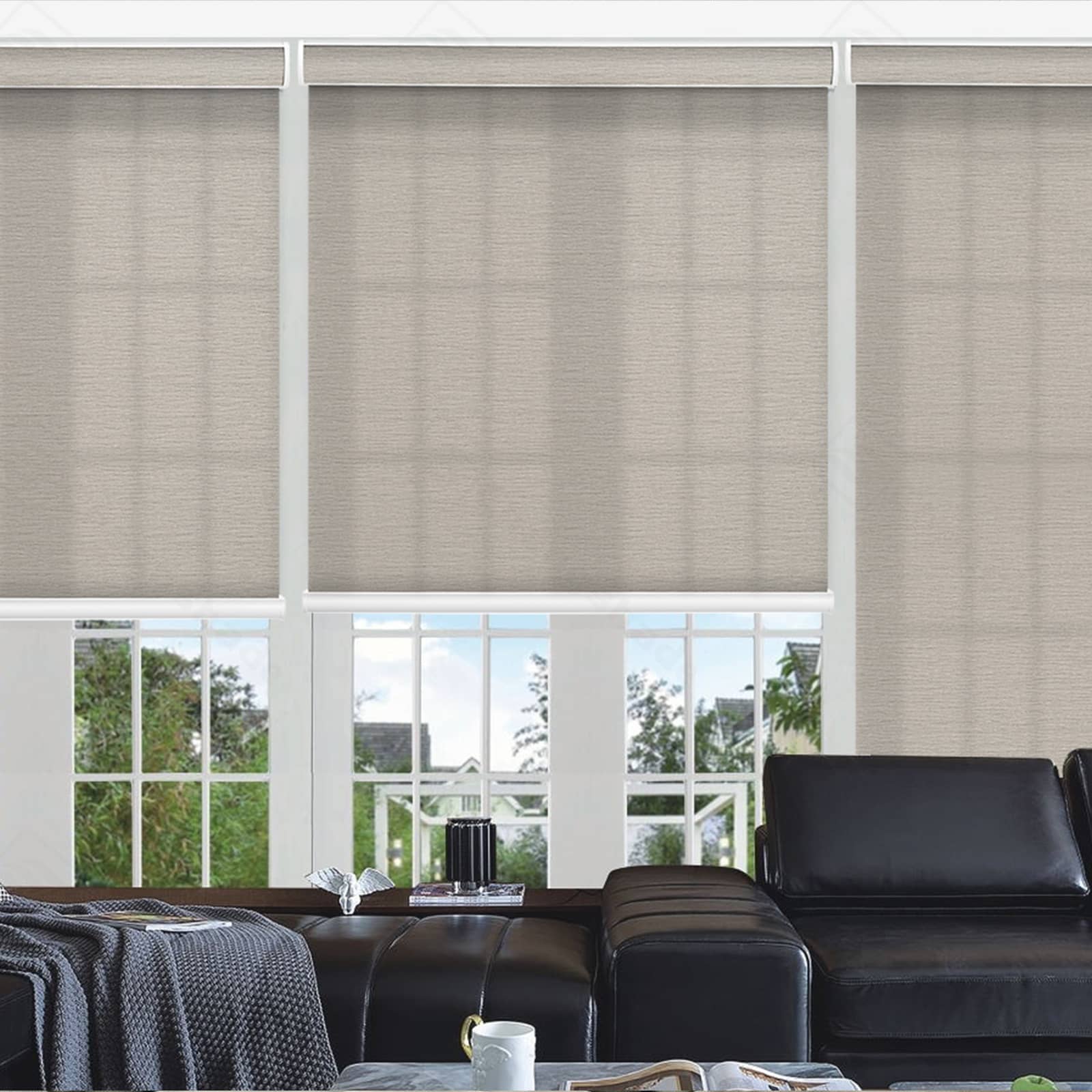 Custom Cordless Gray Light Filtering Roller Shade