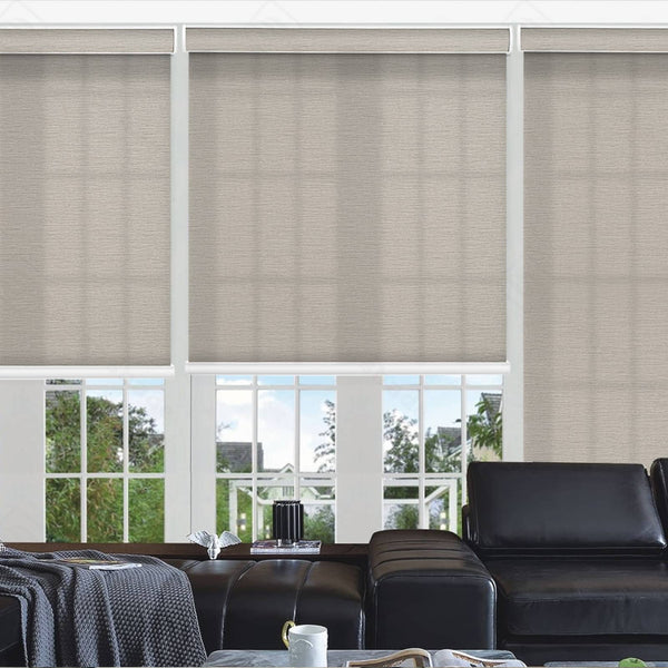 Custom Cordless Gray Light Filtering Roller Shade