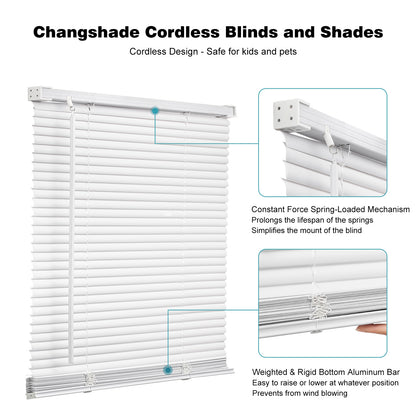 Changshade Cordless 1” Vinyl Horizontal Blinds